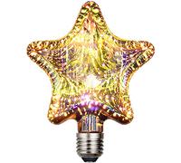HULX Lampadina 3D per Fuochi D'artificio Lampadine Decorative E27 AC 85-220V 4W Lampadina Edison Retrò Lampadina Stellata per la Casa delle Feste (Stella)