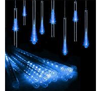 HULX Luci della Pioggia di Meteoriti del LED, 30cm 10 Tubi 360LED luci della Stringa Solare Luci da Pioggia Cadenti Impermeabili con 8 Modalità (Blu)