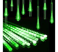 HULX Luci della Pioggia di Meteoriti del LED, 30cm 10 Tubi 360LED luci della Stringa Solare Luci da Pioggia Cadenti Impermeabili con 8 Modalità (Verde)