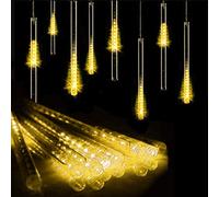 HULX Luci della Pioggia di Meteoriti del LED, 30cm 8 Tubi 144LED luci della Stringa Solare Luci da Pioggia Cadenti Impermeabili con 8 Modalità (Caldo)