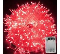 HULX Luci di Stringa Fata Albero, 10m 80LED Luci di Natale a Batteria, Scintillanti per Albero di Natale (Rosso)