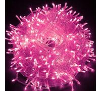 HULX Luci di Stringa Fata Albero, 5m 50LED Luci di Natale a Batteria - Scintillanti Luci LED per Albero di Natale (Rosa)