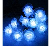 HULX Luci Stringa di Fiori, 5M 20LED Luci a Stringa di Rose Solari Luci a Forma di Fata a Fiori Impermeabili con Modalità 8 (Blu)