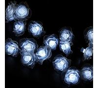 HULX Luci Stringa di Fiori, 5M 20LED Luci a Stringa di Rose Solari Luci a Forma di Fata a Fiori Impermeabili con Modalità 8 (Bianca)