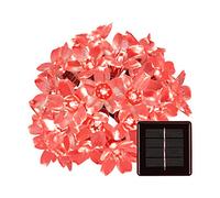 HULX Luci Stringa di Fiori, 6m 30LED Luci a Stringa di Fiori Solari Luci a Stringa di Fata con 8 Modalità Impermeabili per Giardino (Rosso)