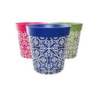 Hum Flowerpots, Set di 3 vasi da 25 cm, vari colori e dimensioni, per interni ed esterni, in plastica, motivo: multicolore