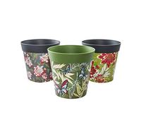 Hum Flowerpots, Set di Tre Vasi per Piante da 15cm, Vari Modelli, Colori e Dimensioni, per Interni ed Esterni, Grigio e Verde