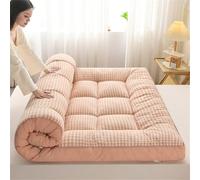 HUMAJORY Materasso Giapponese da Pavimento, Materasso Futon Spesso, Materassino, Materasso Pieghevole Arrotolabile, Materasso for Dormitorio, Cuscino da Pavimento, Letto(Plaid Pink,180x200cm)