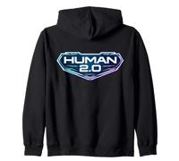 Human 2.0 Biohacking Biohacker Aggiornamento Longevità Futuristico Felpa con Cappuccio