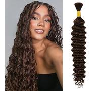 Human Braiding Hair Deep Wave Estensioni per capelli umani Marrone No Weft Curly Bundles Human Hair for Boho Braids Human Hair Bundles Hair Extensions 14 Inches 50g Chocolate Brown