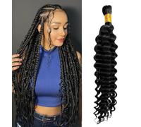 Human Braiding Hair for Boho Braids Hair 50g/1 Bundle Deep Wave Bulk for Braiding No Weft 100% Unprocessed Brazilian Virgin Human Hair Extensions Bohemian Knotless Braids Natural Color (20 inch/50g)