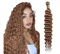 Human Braiding Hair for Boho Braids Hair 50g/1 Bundle Deep Wave Bulk for Braiding No Weft 100% Unprocessed Brazilian Virgin Human Hair Extensions Bohemian Knotless Braids #27 Color (18 inch/50g)