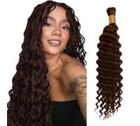 Human Braiding Hair for Boho Braids Hair 50g/1 Bundle Deep Wave Bulk for Braiding No Weft 100% Unprocessed Brazilian Extensions Bohemian Knotless Braids Chocolate Brown Color (14 inch/50g)