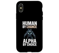 Human By Chance Alpha By Choice Cool Funny Alpha Wolf Meme Custodia per iPhone X/XS