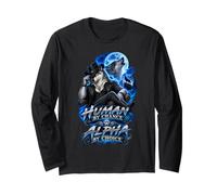 Human By Chance Alpha Choice Bootleg Divertente Alpha Wolf Meme Maglia a Manica