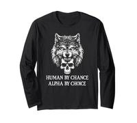 Human By Chance Alpha Wolf Choice Big Dad Wolf Man Werewolf Maglia a Manica