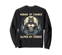 Human By Change Alpha By Choice Divertente Lupo Meme Uomini Ragazzi Bambino Felpa