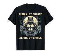 Human By Change Alpha By Choice Divertente Lupo Meme Uomini Ragazzi Bambino Maglietta
