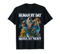 Human By Day Sigma Di Notte Divertente Alfa Lupo Meme Uomini Donne Maglietta