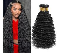 Human Hair Bundles - Set di 3 ciocche di capelli umani brasiliani, capelli umani, 16 18 20 pollici