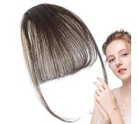 Human Hair Clip On Bangs - Smooth Natural Shade Fringe, Neat Full Bang Add