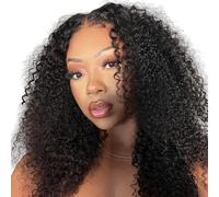 Human Hair Wig Lace Front Parrucca per capelli umani Ricci Afro Pre Cut 4×4 Lace Glueless Wig Kinky Curly Wear and Go Brazilian Virgin Hair 180% Density Natural Colour 20 Inches