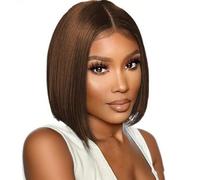 Human Hair Wig Parrucca per capelli umani 4x4 Lace Front Wig Human Hair Bob Straight Wig for Women Natural Brazilian Short Wigs 150% Density Chocolate Brown Color 10 Inches