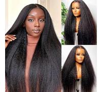 Human Hair Wig Yaki Parrucca Capelli Umani Pre Glueless Human Hair Wigs Pre Plucked Natural Hairline Glueless Kinky Straight Wigs For Women 13x6 Hd Lace front Wig Human Hair 180% Density 22 Inch
