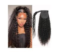 Human Hair Wrap Around Ponytail Extensions Kinky Curly Brazilian Virgin Hair Pieces for Black Women(26inches)