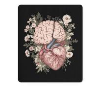 Human Heart And Brain Flowers Tappetino Scrivania Durevoli Mousepad Lavabile Tappetino per Mouse per Gaming Pc Ufficio 25X30Cm