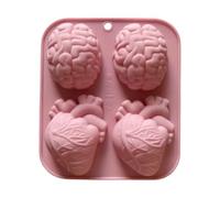 Human Heart Silicone Mold - 3D Heart Mold, Hearts Silicone Resin Molld, 4 Cavity Non Stick Flexible Molds,Halloween Hearts Shape Chocolate Moulds For Epoxy Resin Wax Chocolate Soap Jelly Pudding Muff