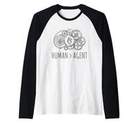 Human Over Agent | Heart & Gear Tech Ethics Design Maglia con Maniche Raglan