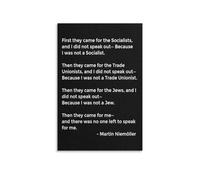 Human Rights Reflection Poster, “First They Came” Holocaust Poem, Canvas Wall Art for Home Office, Classroom(Framed,12x18inch(30x45cm))