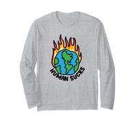 Human Sucks - Riscaldamento Globale Cambiamento climatico Terra Maglia a Manica