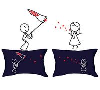 Human Touch, Kiss Catcher - Federa per cuscino romantica, per lui e per lei, colore: Blu