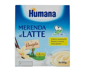 Humana Merenda al Latte Gusto Vaniglia confezione da 4X100gr