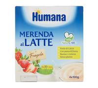 Humana Merenda Bambino Al Latte Fragola Pacco Da 4 X 100 gr