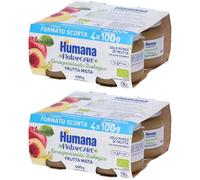Humana NaturCare Omogeneizzato Frutta Misto Bio 4 Pezzi 2x4x100 g