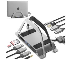 HumanCentric Hub USB C per MacBook, docking station per laptop e supporto per MacBook compatibile con MacBook Pro e Air, adattatore doppio monitor, dock USB C multiporta per Mac, 10 porte con USB 3.0
