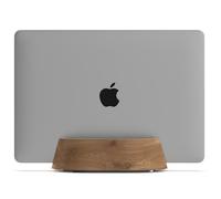 HumanCentric Supporto verticale per computer portatile, Supporto regolabile e Dock, supporto verticale per computer portatile per MacBook Pro e altri da 0,5" a 1,5", scrivania in legno di noce nero