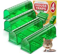 Humane Catch and Release Mouse Traps Pack of 4 House, Indoor & Outdoor - Easy Set Durable Mice Traps, Safe for Children, Pets & Humans - Instantly Remove Unwanted Rodents from Your Home