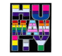 HUMANITY Spilla Smaltata Grande Multi Colore Art Matt Stewart 2" x 1.73"