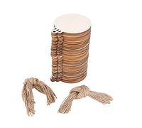 Humanitypd 50 palline rotonde in legno fai da te con 50 spaghi da dipingere, ornamenti natalizi non finiti da appendere, dischi in legno naturale vuoti, fette sfuse per rustici