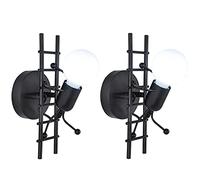 Humanoid creative applique da parete moderna arte decorativa faretti murali industriali lampada max 60W E27 Lampadina per camera da letto camera dei bambini corridoio ristorante scale (2PCS Noir)