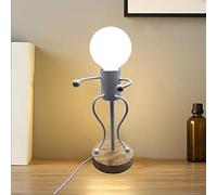 Humanoid Creativo Lampade da tavolo, Retro Lampada per comodino, E27 Vintage Metallo Lampada da illuminazione,Lampada da tavolo Little Iron Man, lampada da lettura decorativa in ferro personalità (B)