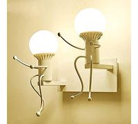 Humanoid Creativo Vintage Lampada da Parete Industriale Retro Applique da Parete Lampada a Muro Supporto in Ferro Art Deco E27 per Bar, Camera da Letto, Cucina, Ristorante, caffè, Corridoio (Bianca)
