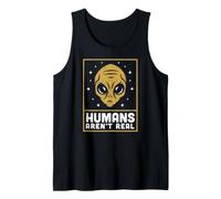 Humans Aren't Real Alien Head Retro Vintage Outer Space Fun Canotta