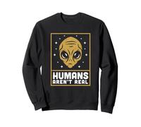 Humans Aren't Real Alien Head Retro Vintage Outer Space Fun Felpa