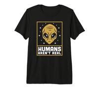 Humans Aren't Real Alien Head Retro Vintage Outer Space Fun Maglietta Premium