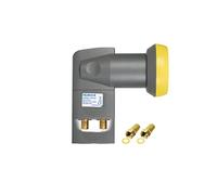 HUMAX Digital Twin-LNB Gold, satellite universale LNB, filtro LTE, 2 partecipanti con protezione dalle intemperie e spina F dorata, per televisione digitale HD, Full HD, 4K UHD e 8K, nero/giallo